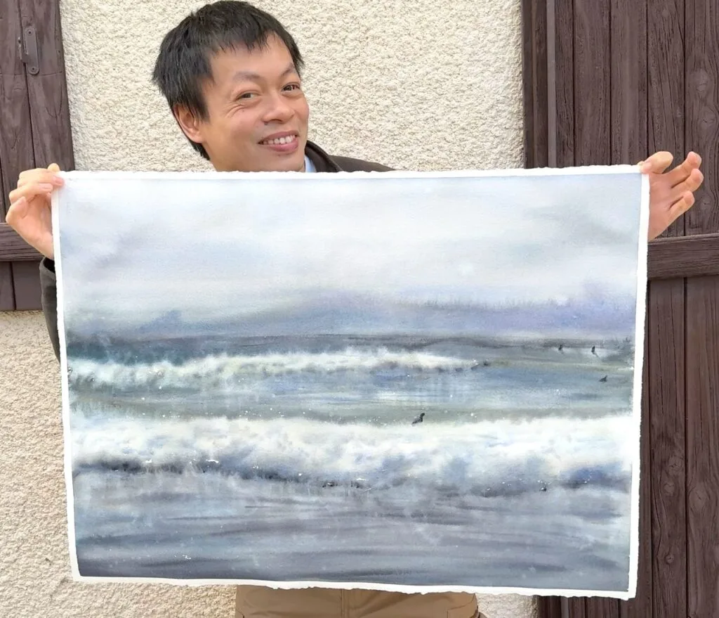 Vagues à l'aquarelle